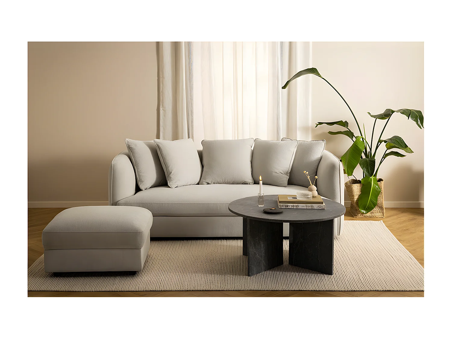 Vega table basse Ø90cm marbre marron.