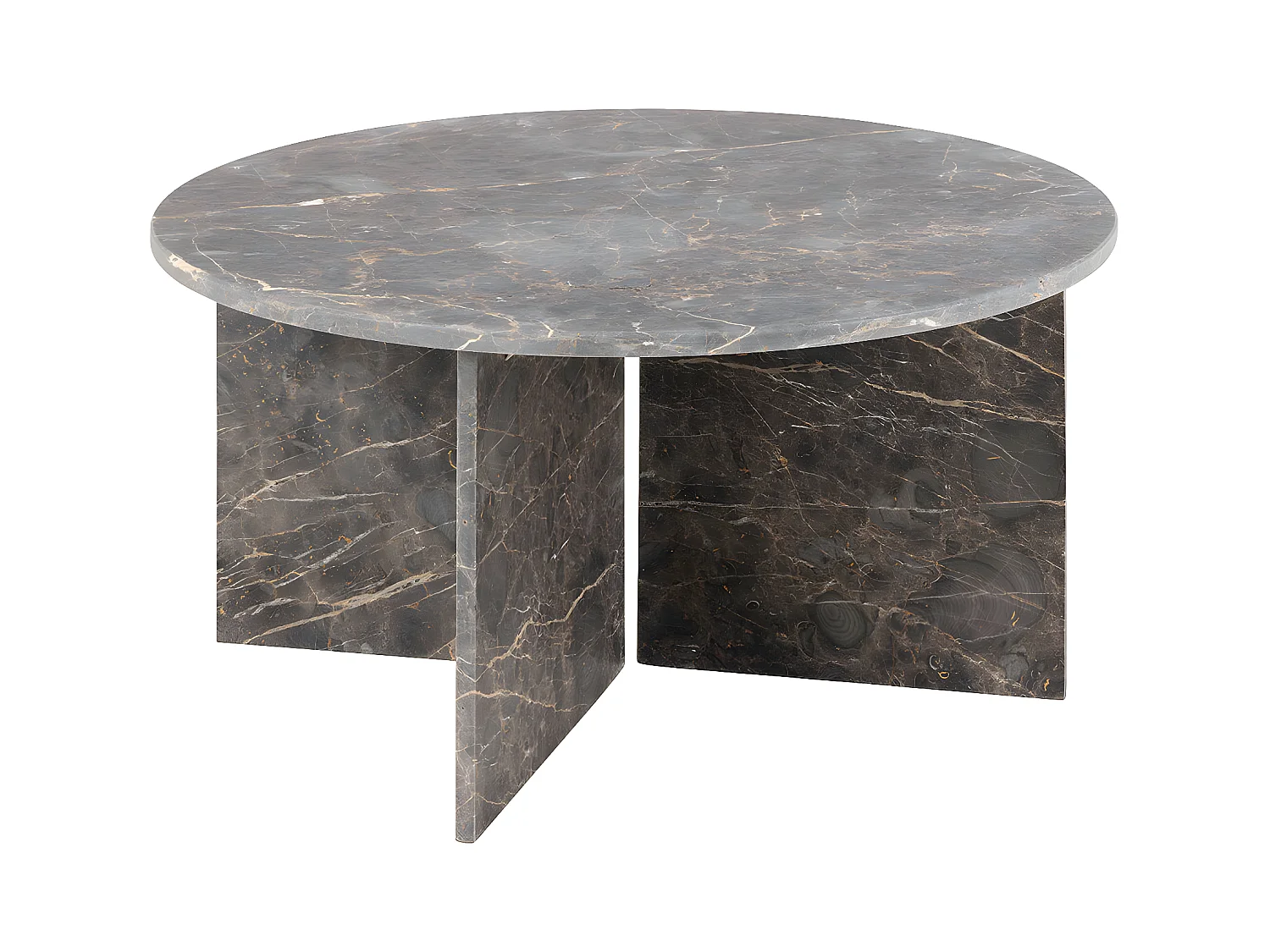 Vega table basse Ø90cm marbre marron.