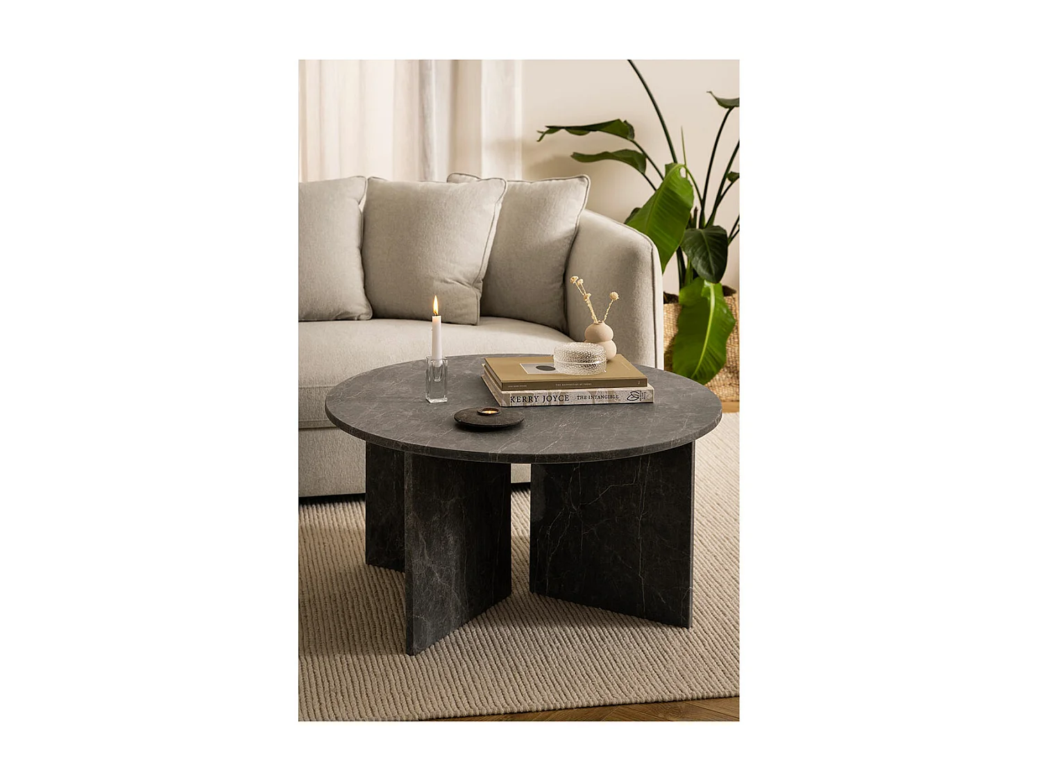 Vega table basse Ø90cm marbre marron.