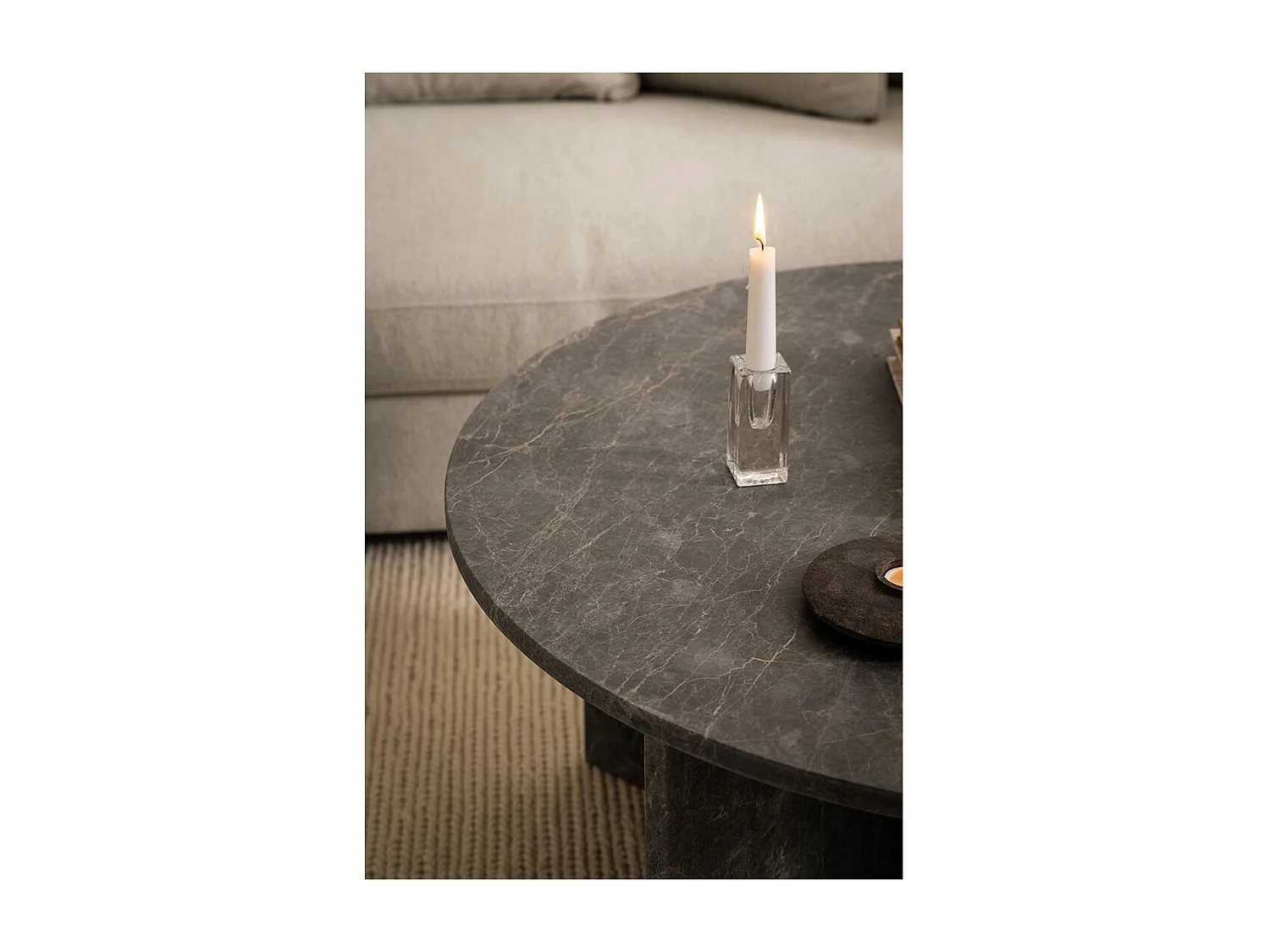 Vega table basse Ø90cm marbre marron.