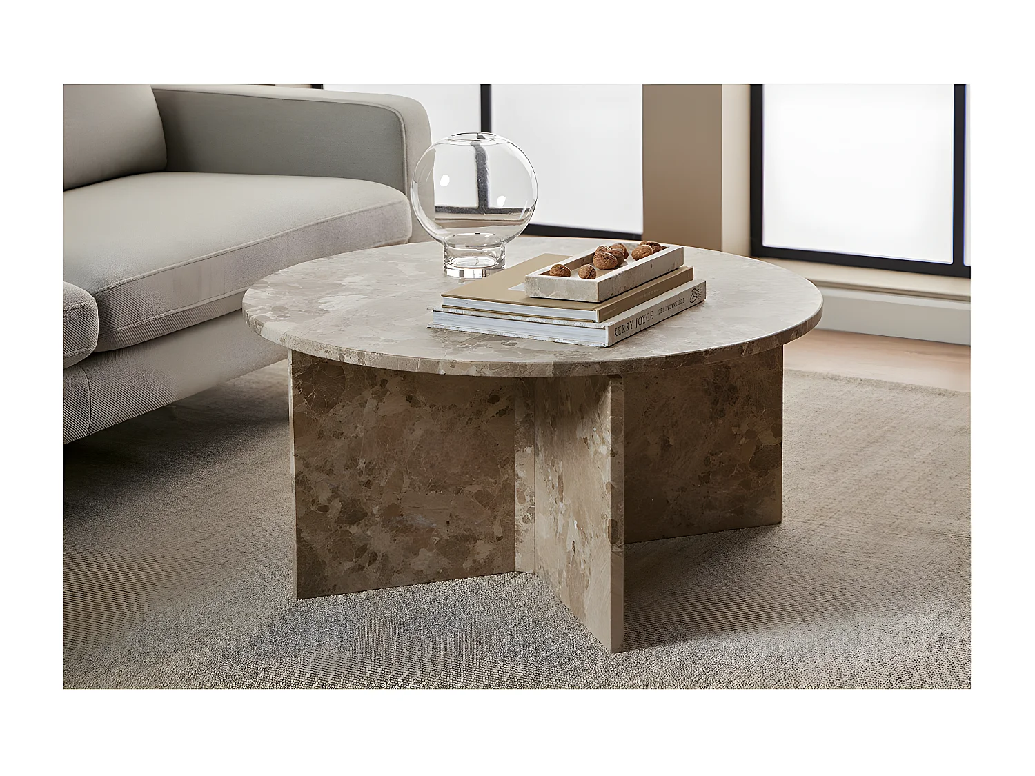 Vega table basse Ø90cm marbre marron.