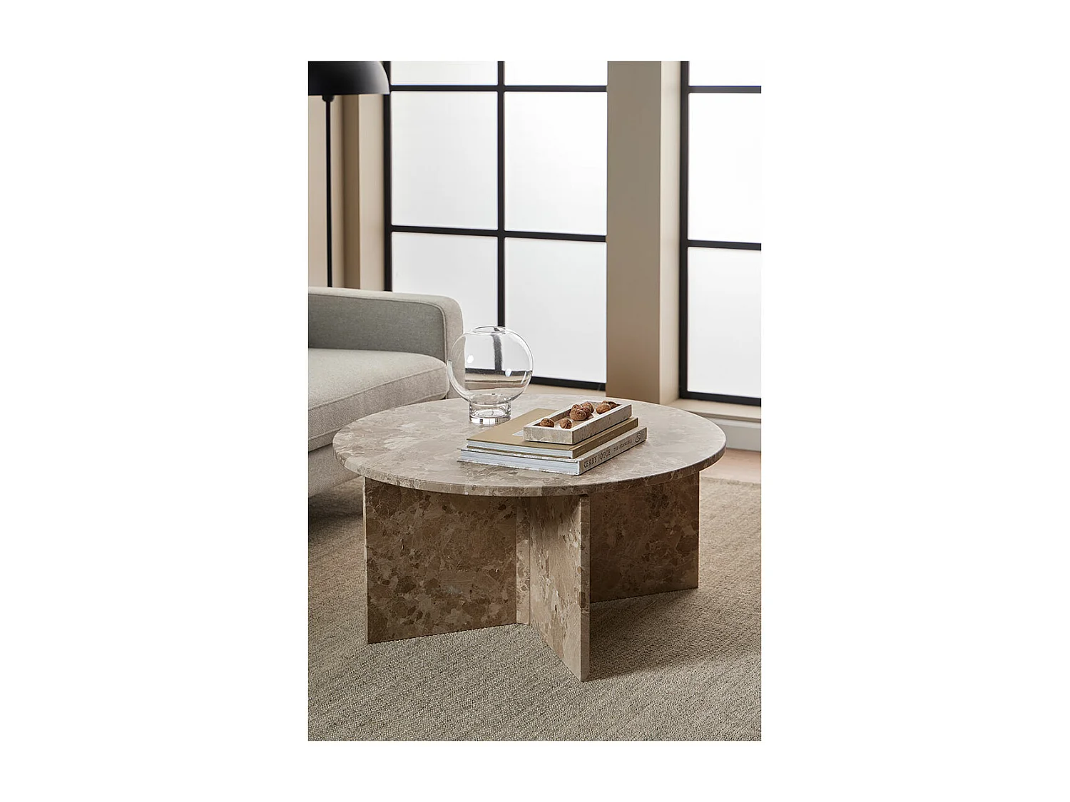 Vega table basse Ø90cm marbre marron.