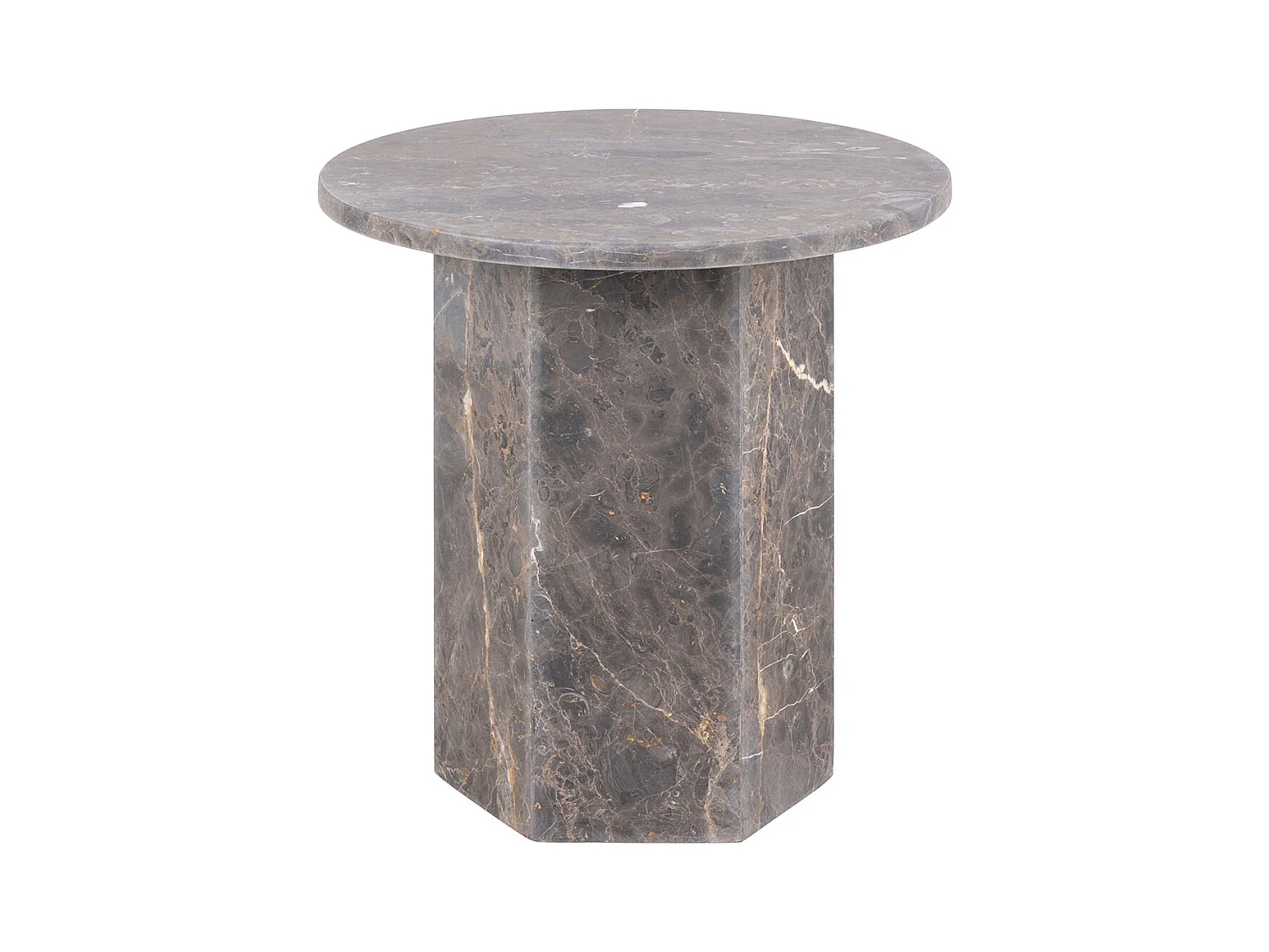 Naro salontafel bijzettafel Ø50cm marmer bruin.