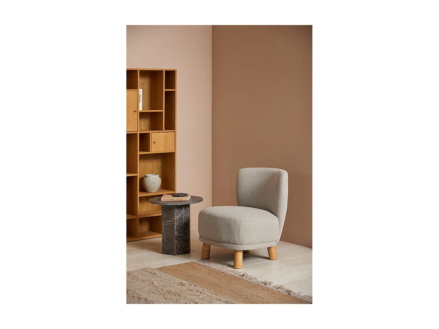 Naro salontafel bijzettafel Ø50cm marmer bruin.