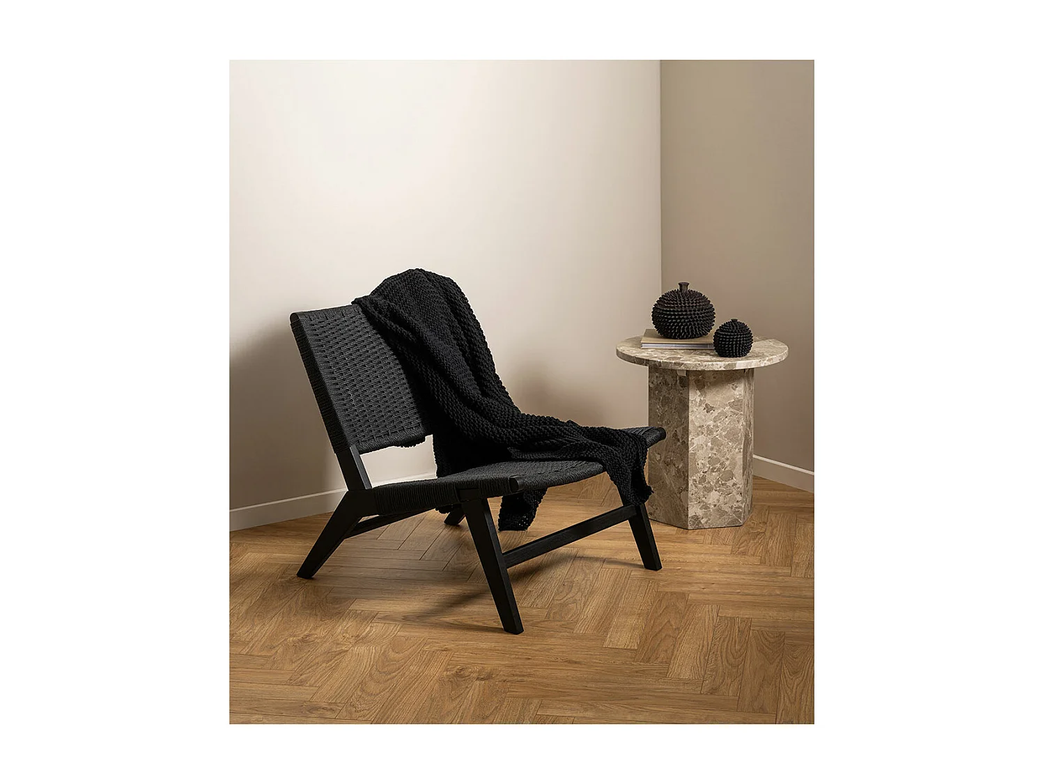 Naro salontafel bijzettafel Ø50cm marmer bruin.