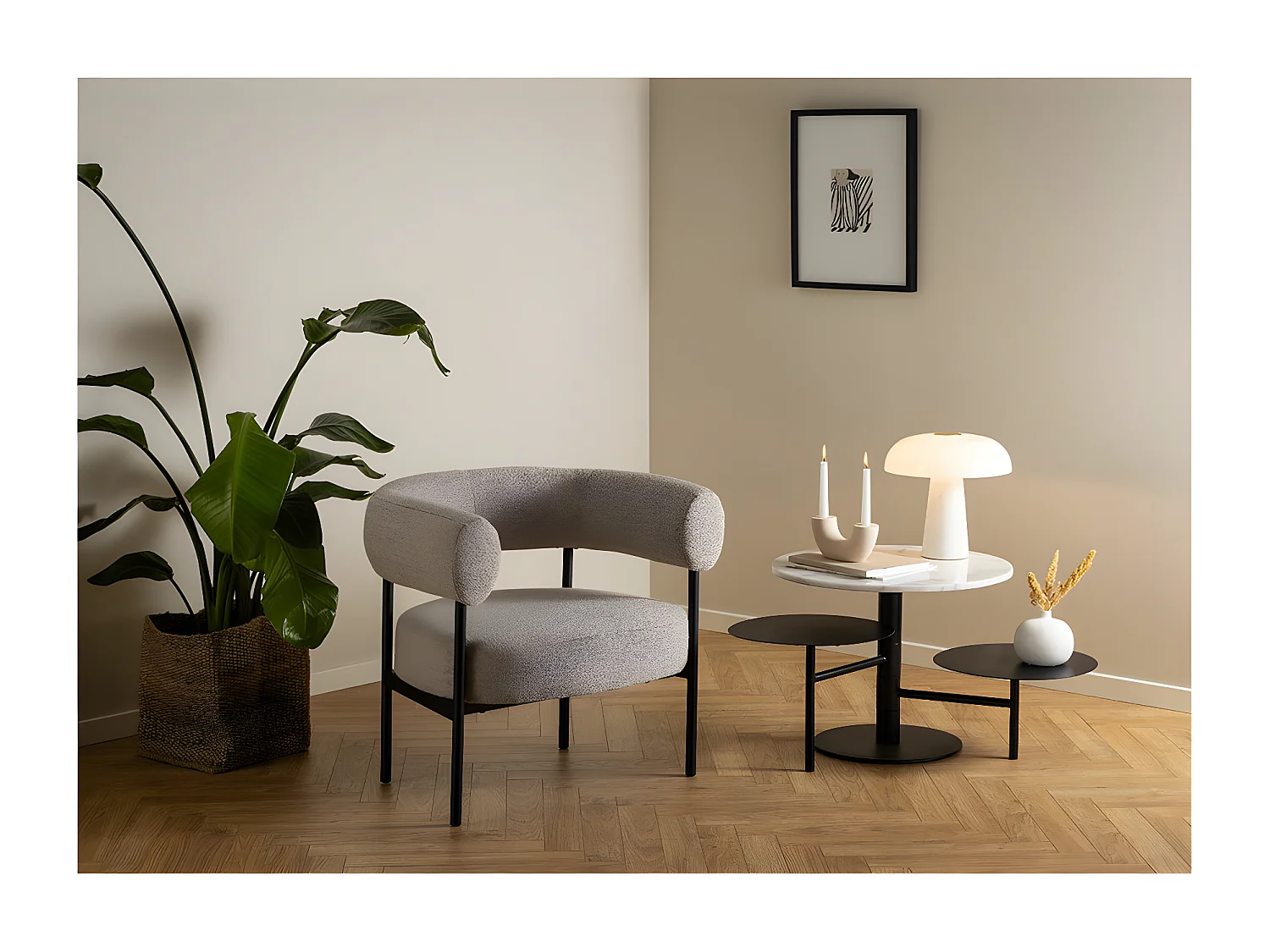 Lahti table basse marbre blanc noir.