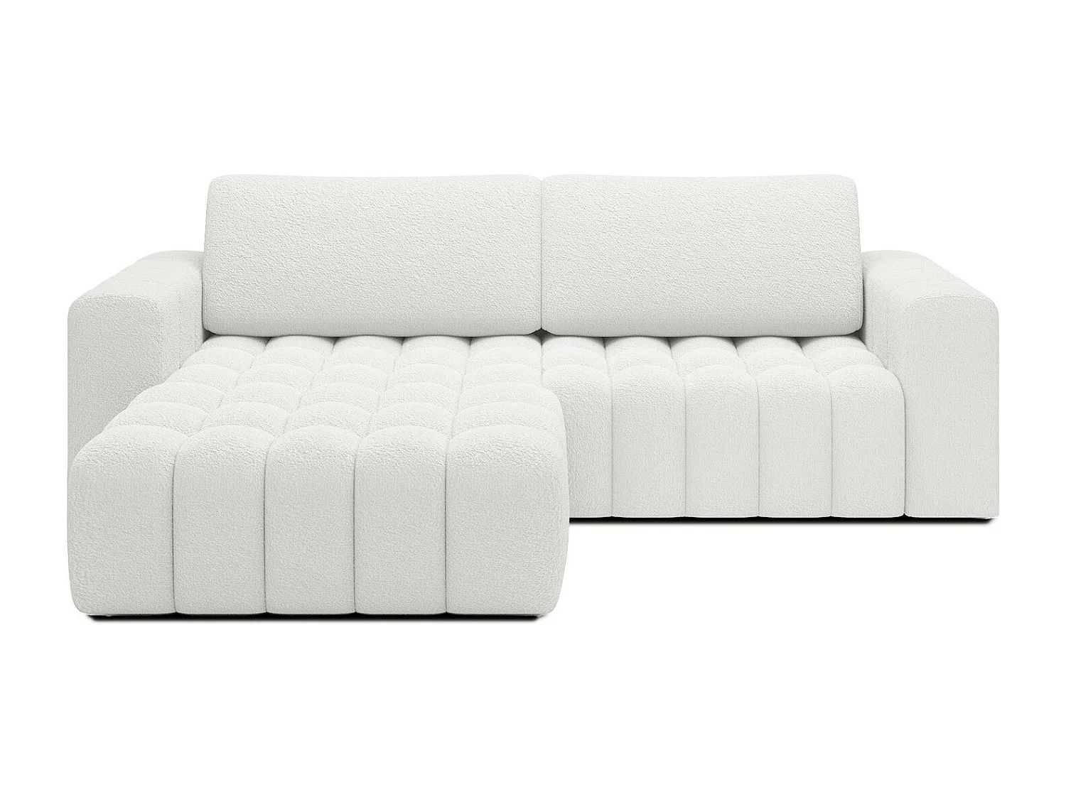 Canapé d'angle gauche convertible Clovis Bouclette Blanc