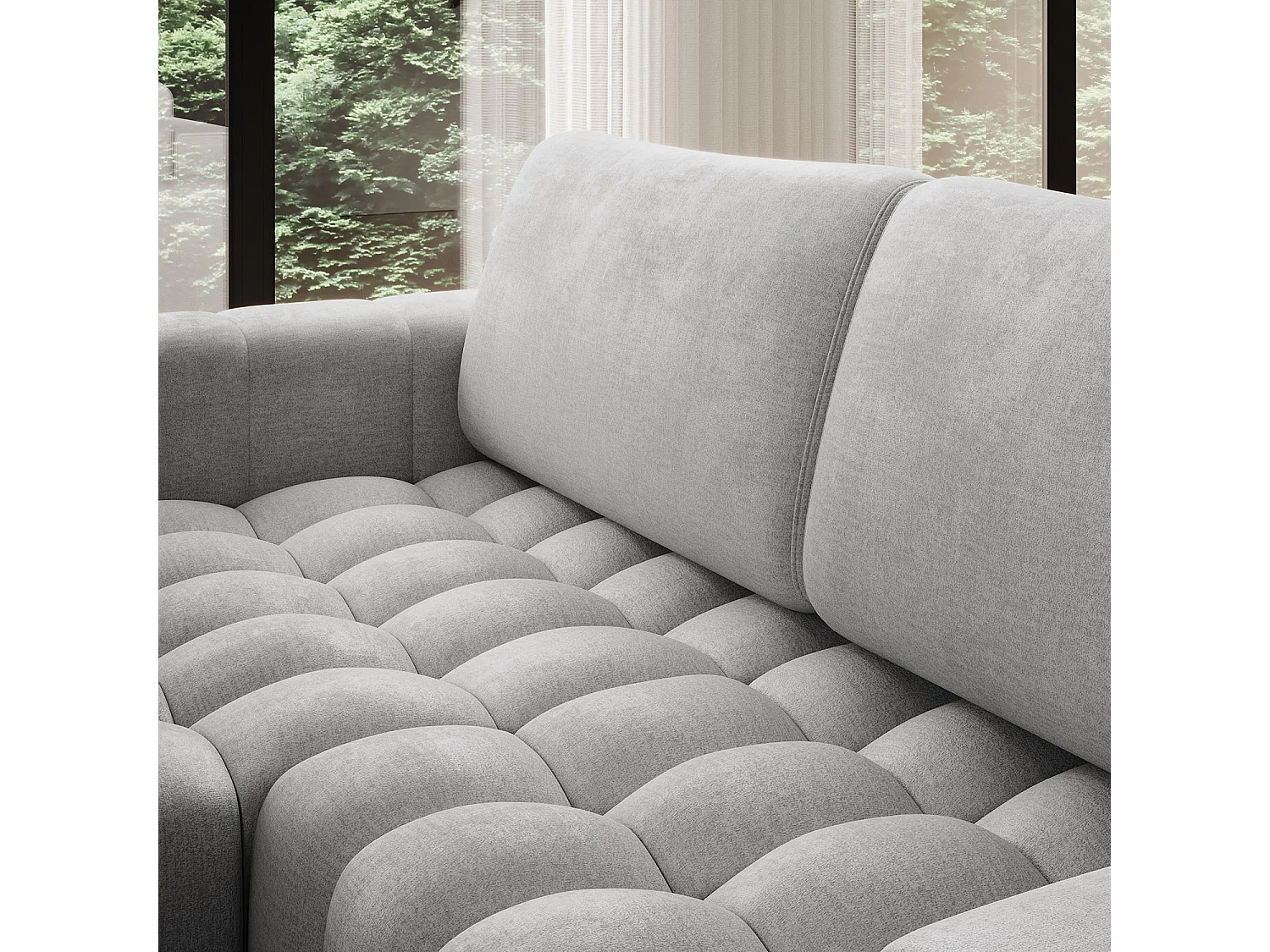 Canapé d'angle gauche convertible Clovis Velours Gris