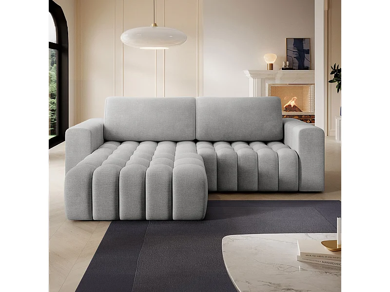 Canapé d'angle gauche convertible Clovis Velours Gris