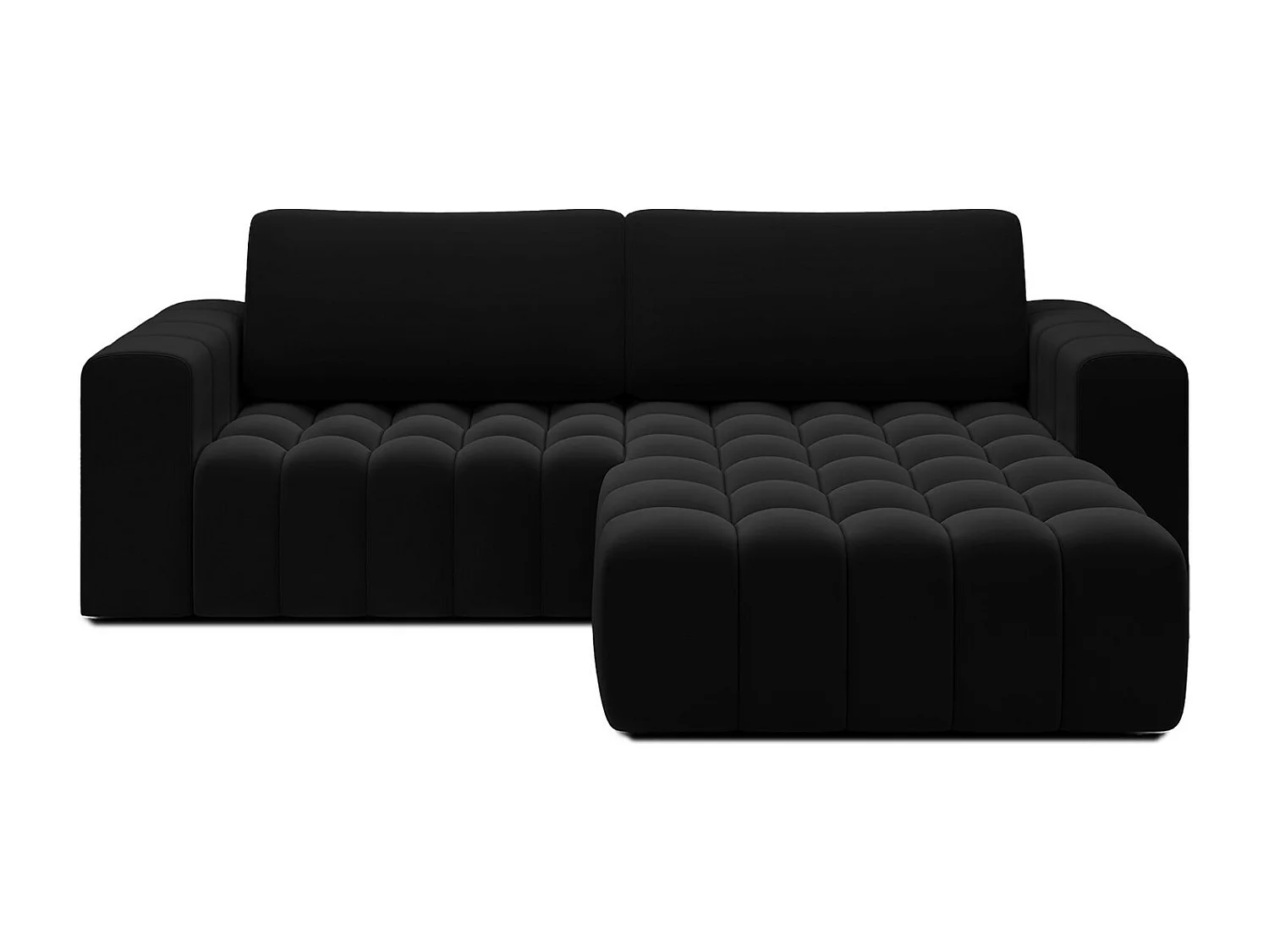 Canapé d'angle droit convertible Clovis Velours Noir