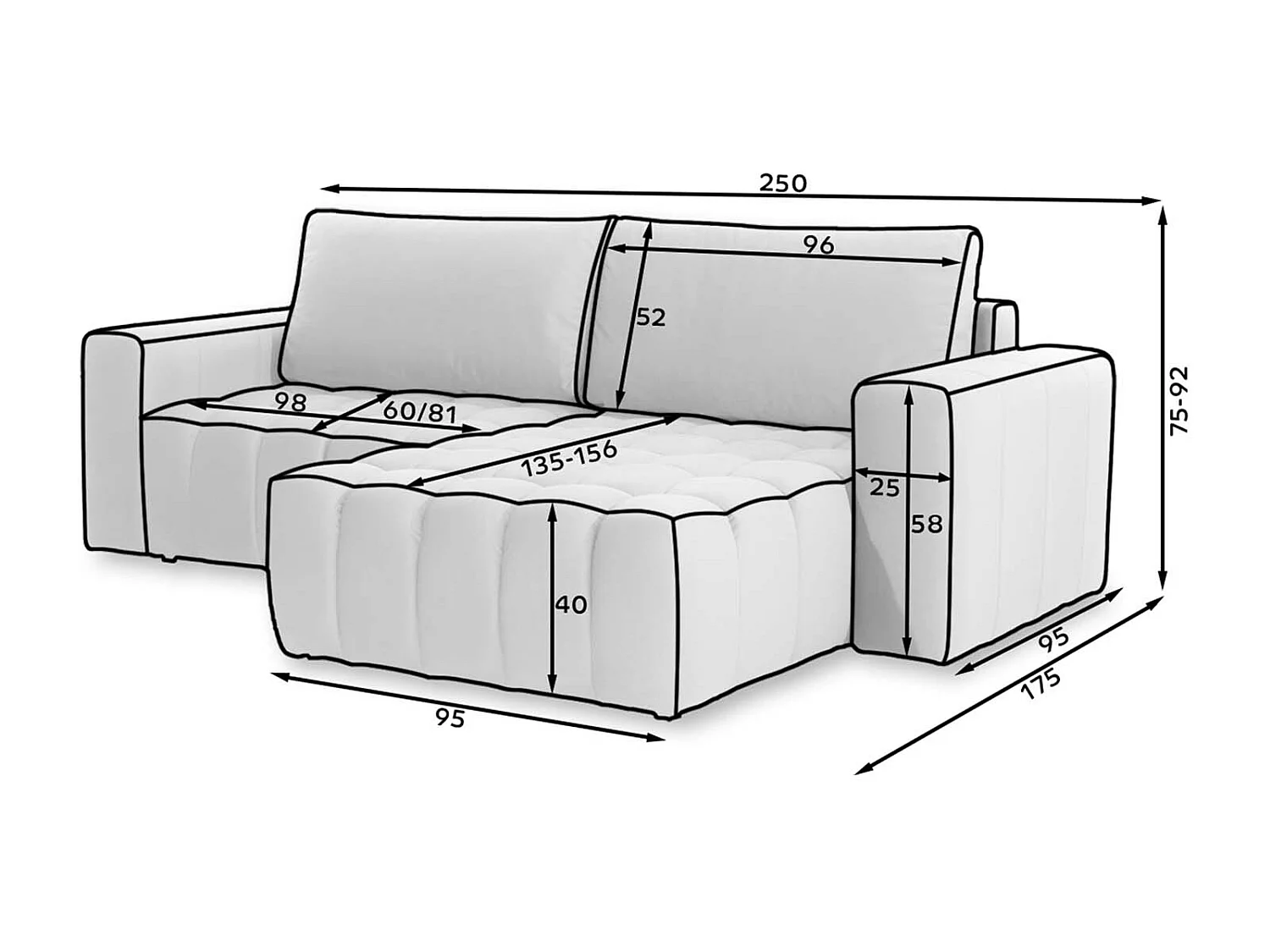 Canapé d'angle droit convertible Clovis Bouclette Blanc