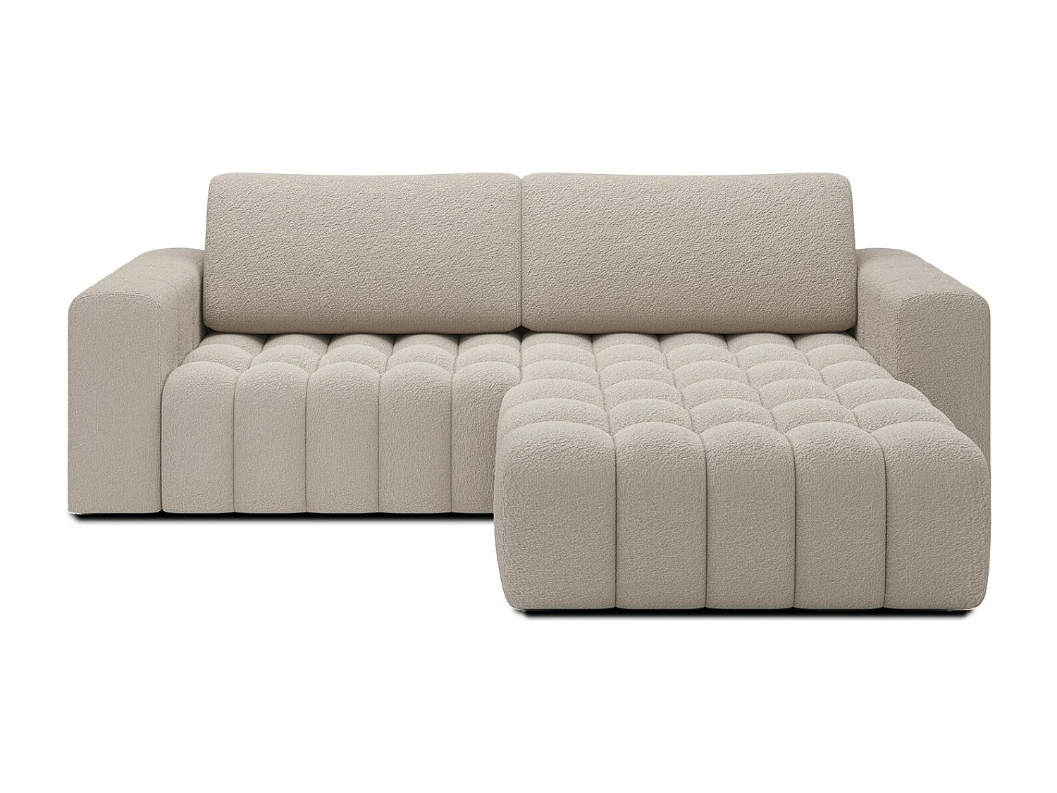 Canapé d'angle droit convertible Clovis Bouclette Beige