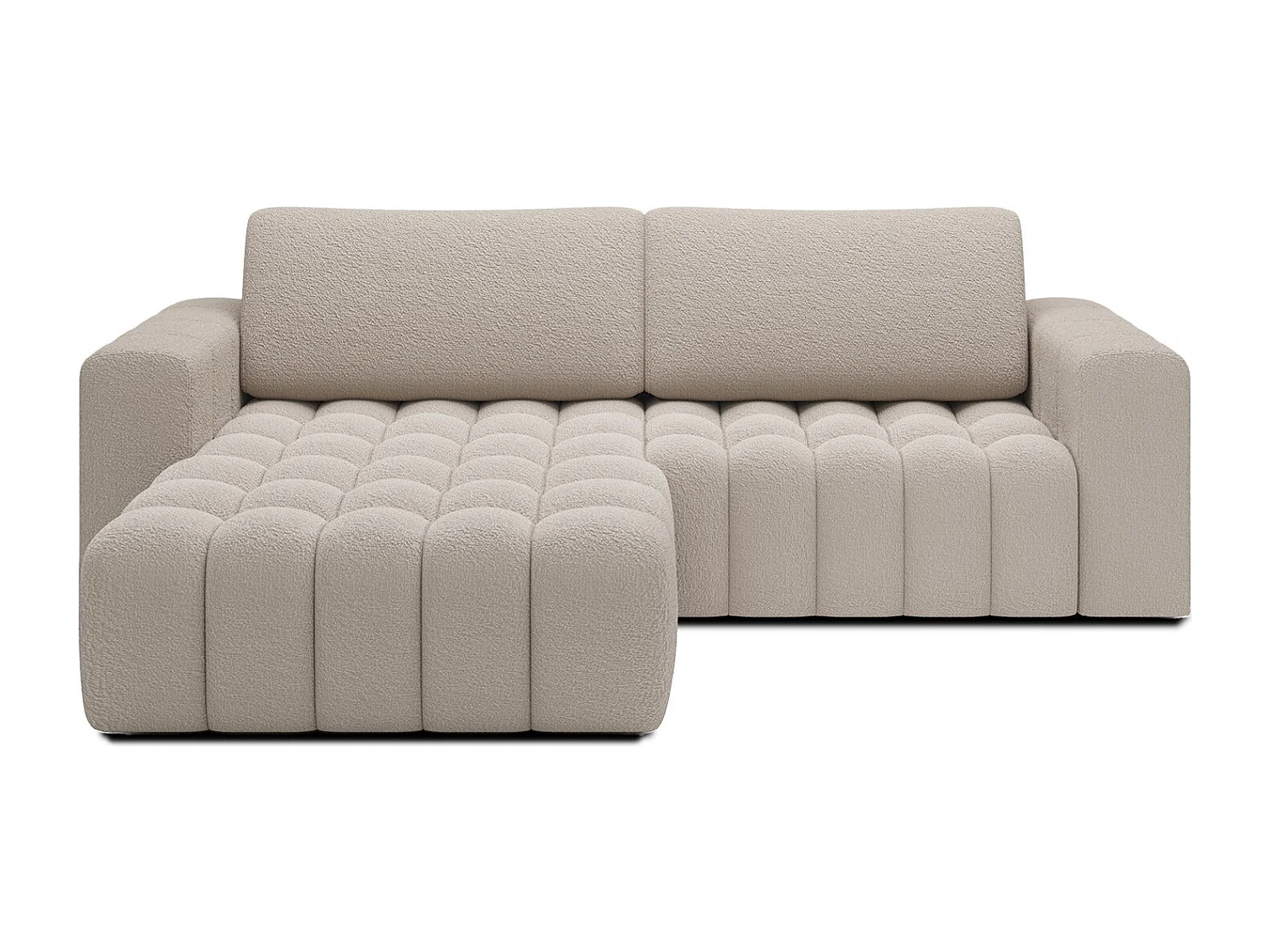 Canapé d'angle gauche convertible Clovis Bouclette Beige