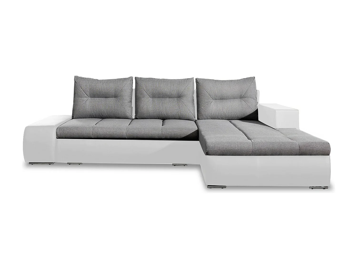 Canapé d'angle droit convertible Santiago Gris et Blanc