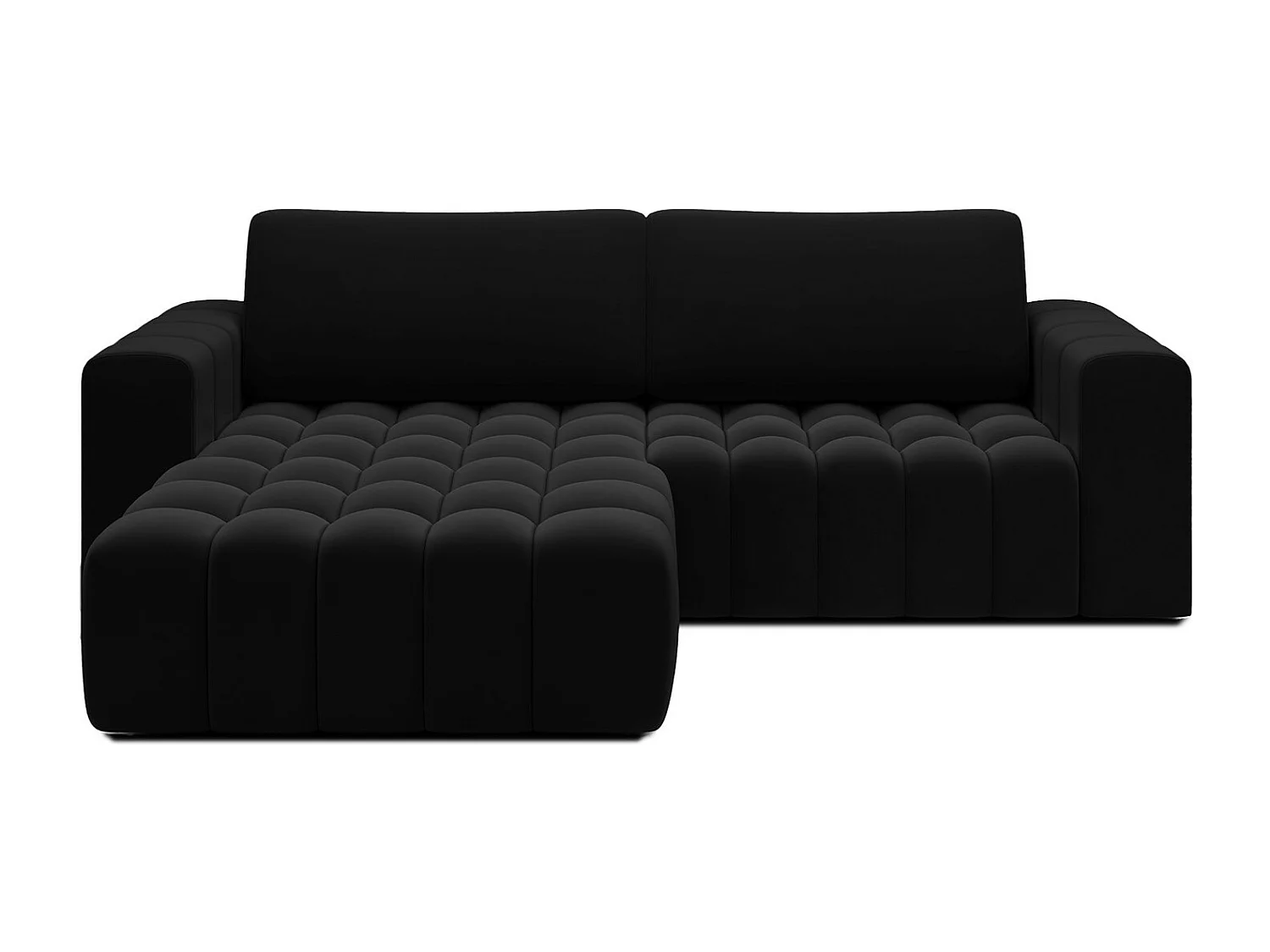 Canapé d'angle gauche convertible Clovis Velours Noir