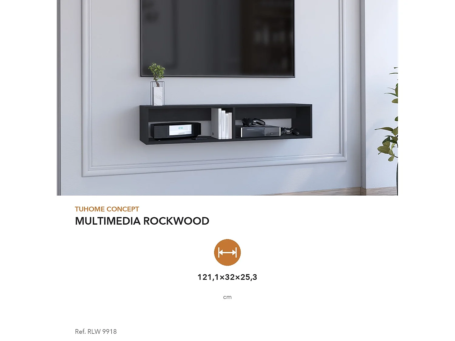 Mobile TV sospeso Rockwood da 121 cm, wengé
