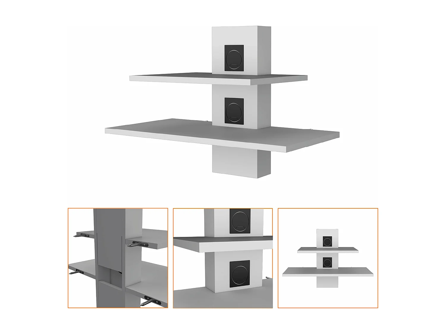 Etagère Tv Burgos en mélamine avec deux étagères , 43.7 cm X 60.1 cm X 30 cm , Blanc