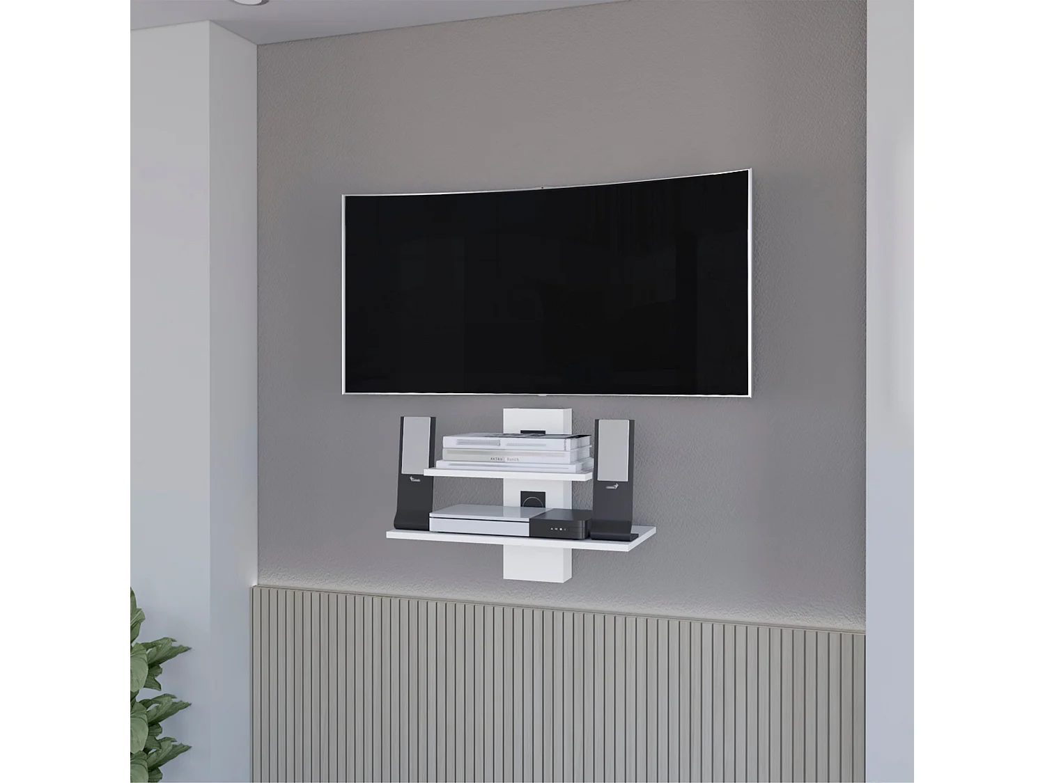 Estante para televisão Burgos em melamina com duas prateleiras , 43.7 cm X 60.1 cm X 30 cm , Branco