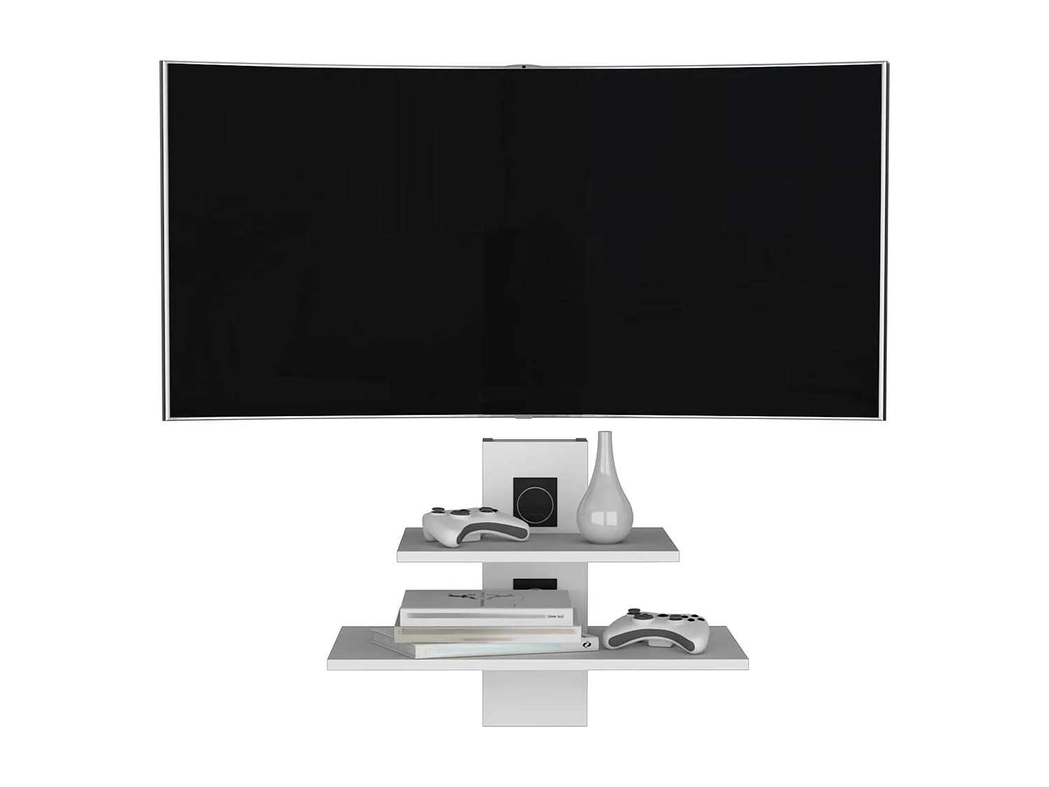 Estante para televisão Burgos em melamina com duas prateleiras , 43.7 cm X 60.1 cm X 30 cm , Branco