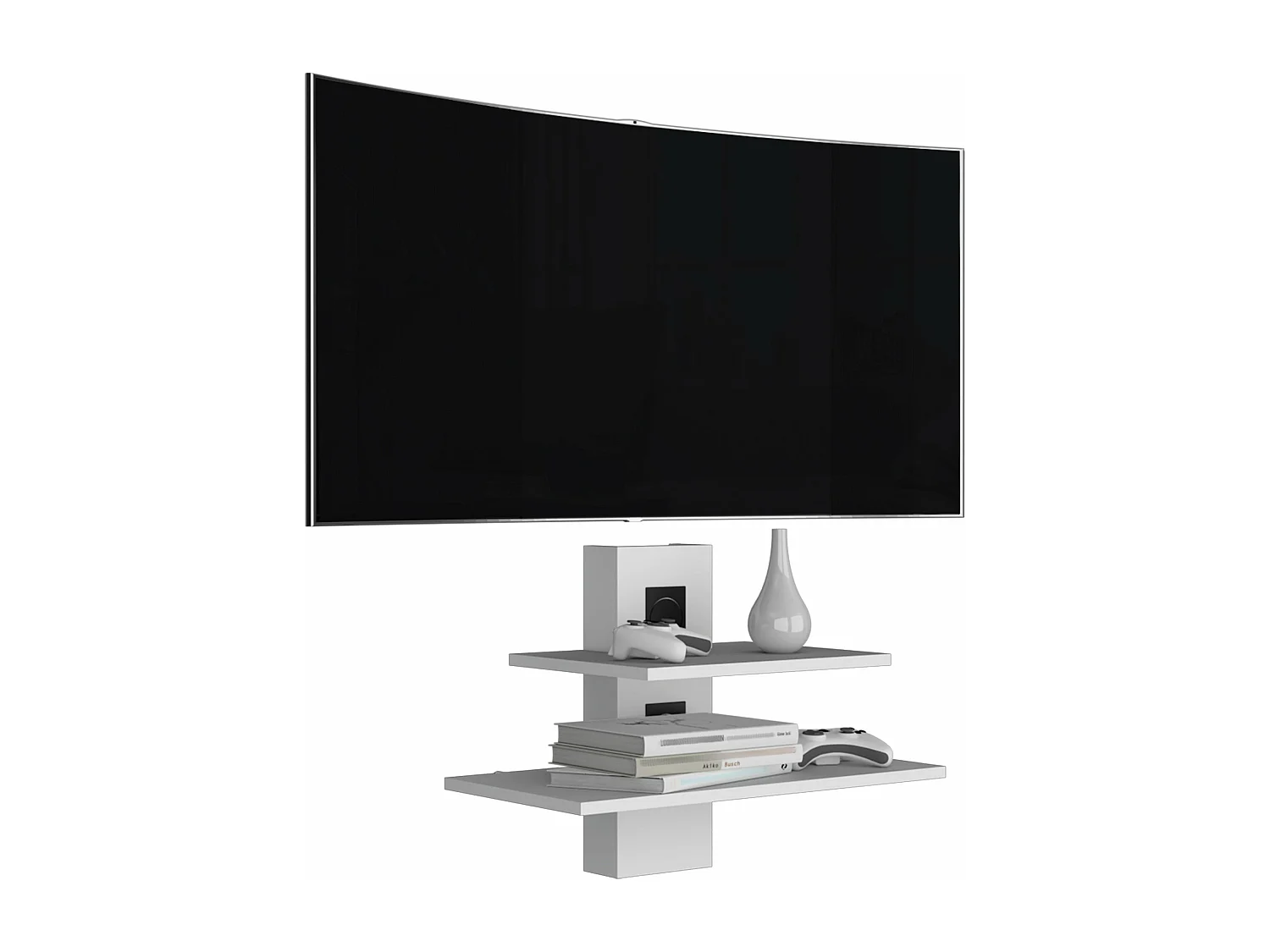 Estante para televisão Burgos em melamina com duas prateleiras , 43.7 cm X 60.1 cm X 30 cm , Branco