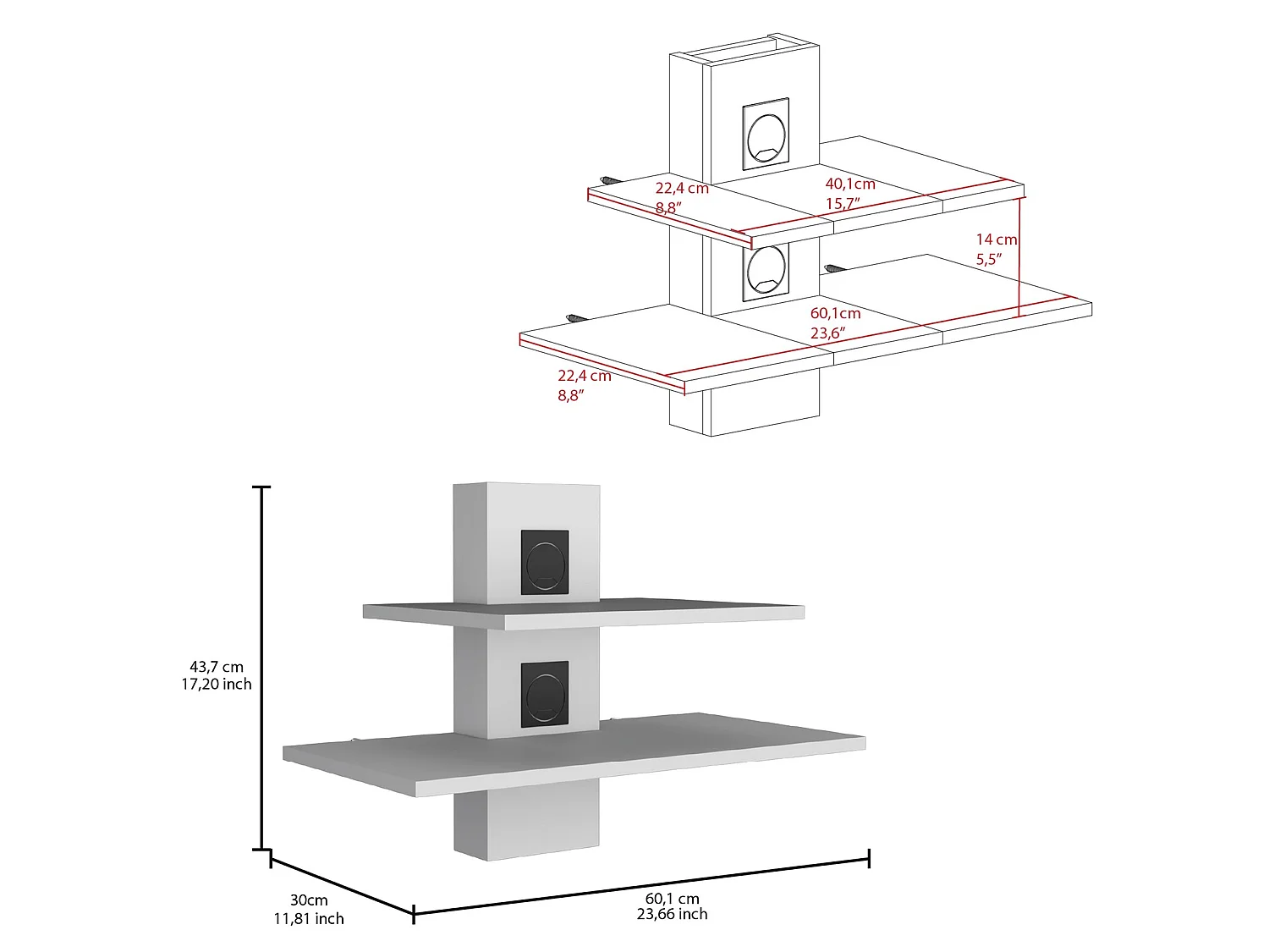 TUHOME CONCEPT Móvel de TV suspenso Burgos de 60 cm, branco