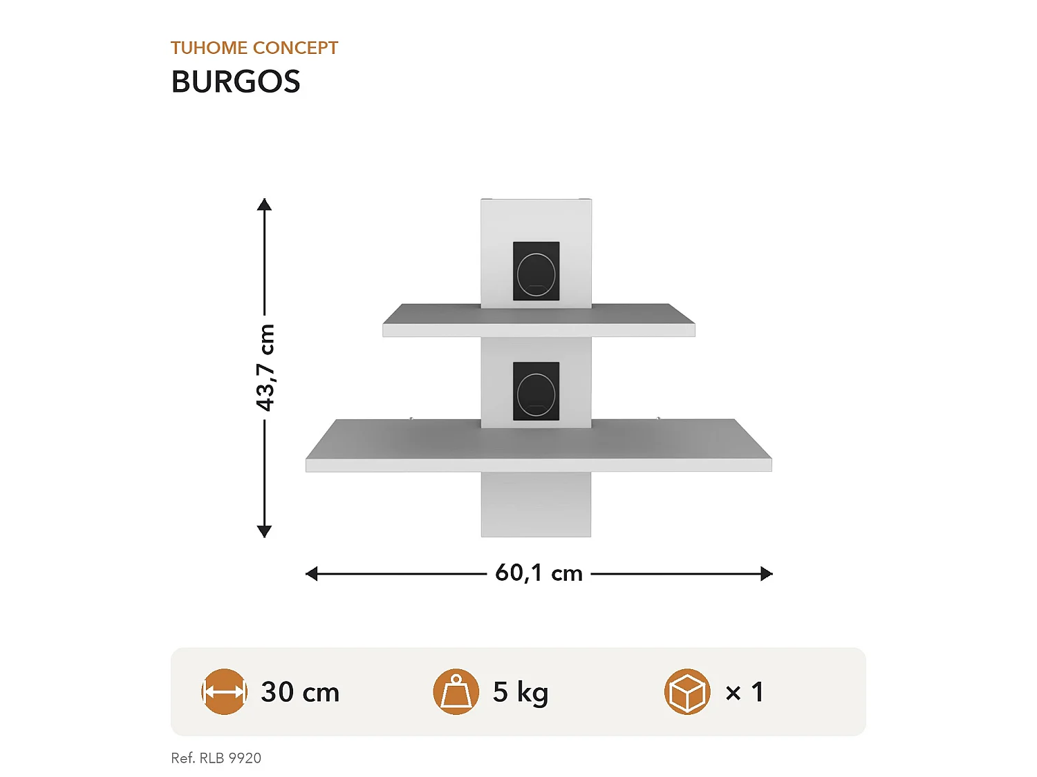 TUHOME CONCEPT Móvel de TV suspenso Burgos de 60 cm, branco