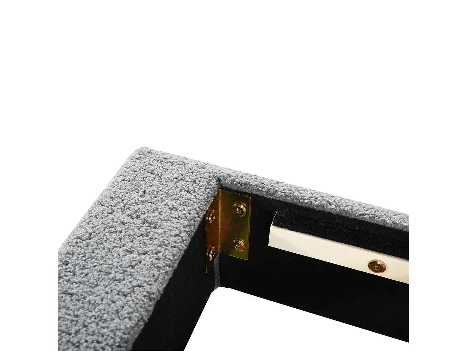 Lit double 140x200cm, lit capitonné avec tête de lit cintrée et sommier à lattes, en velours Teddy, gris