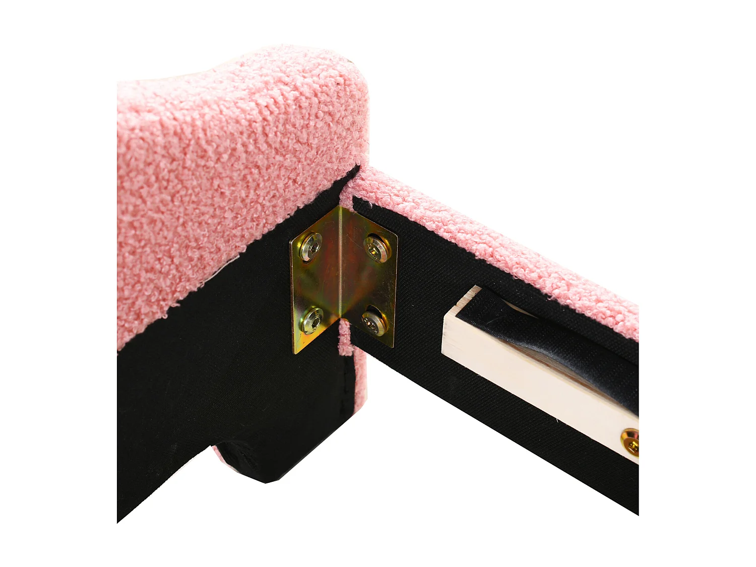 Cama individual 90x200cm, cama infantil tapizada con somier de láminas y cabecero regulable con corazón, tejido osito, color rosa