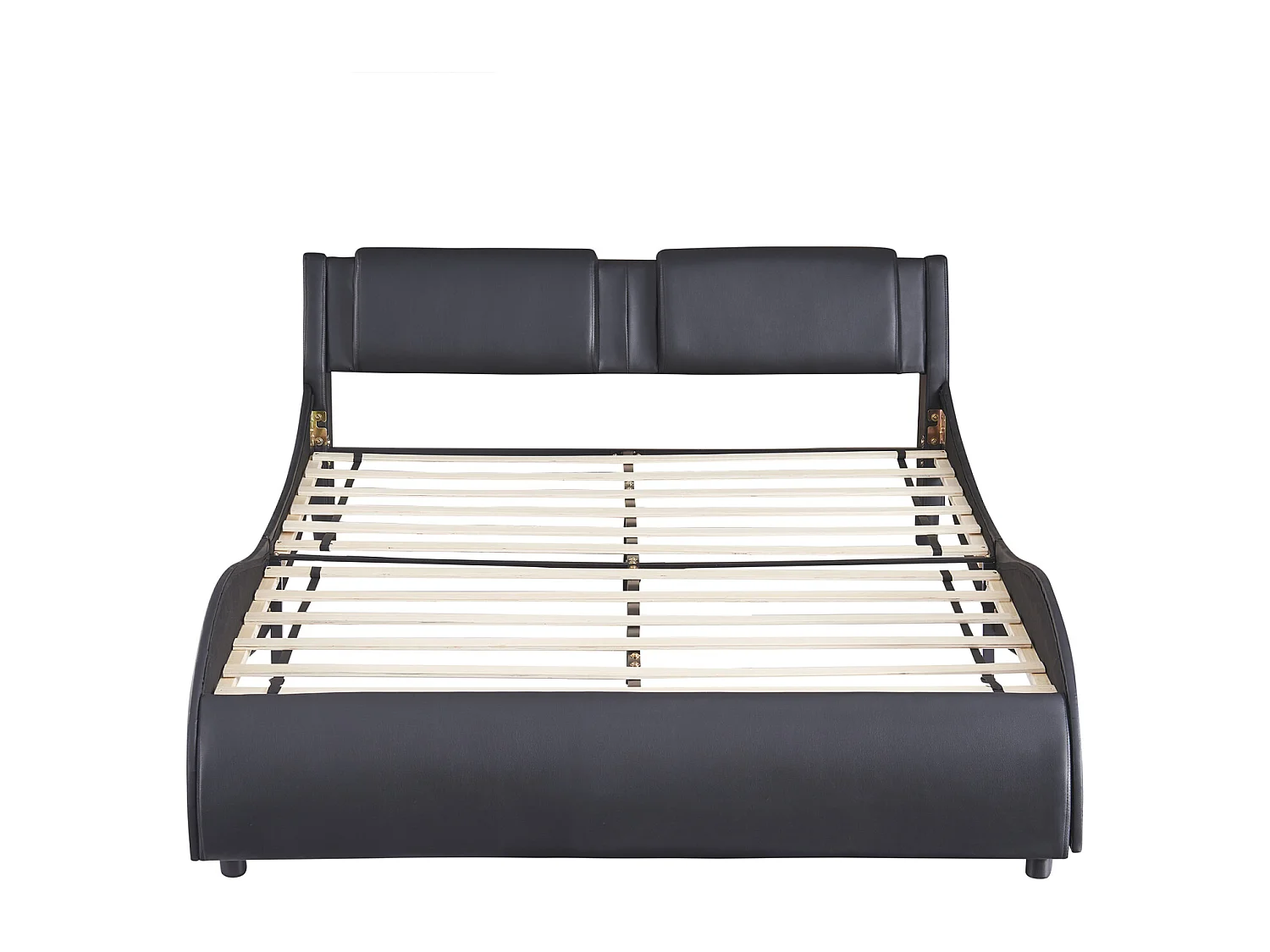 140x200cm gestoffeerd volwassen bed, kunstlederen bed, led-verlicht bedframe, lattenbodem, hoofdeinde, zwart