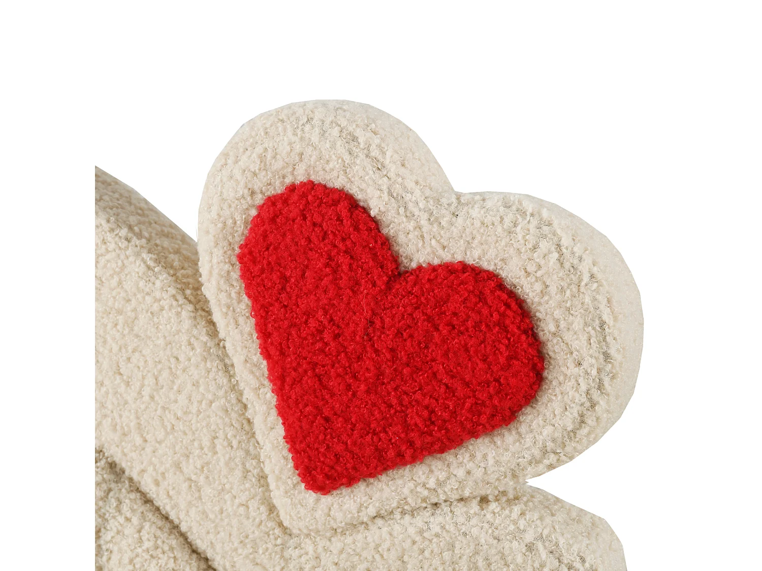 Lit simple 90x200cm, lit enfant rembourré avec sommier à lattes et tête de lit réglable avec cœur, tissu ours en peluche, beige