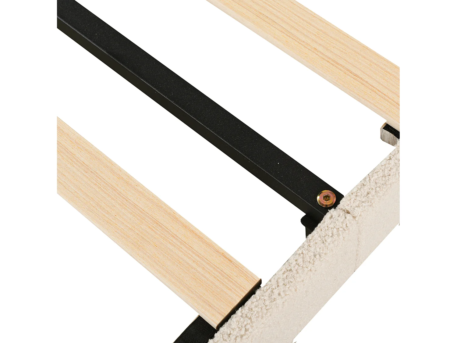 Lit simple 90x200cm, lit enfant rembourré avec sommier à lattes et tête de lit réglable avec cœur, tissu ours en peluche, beige