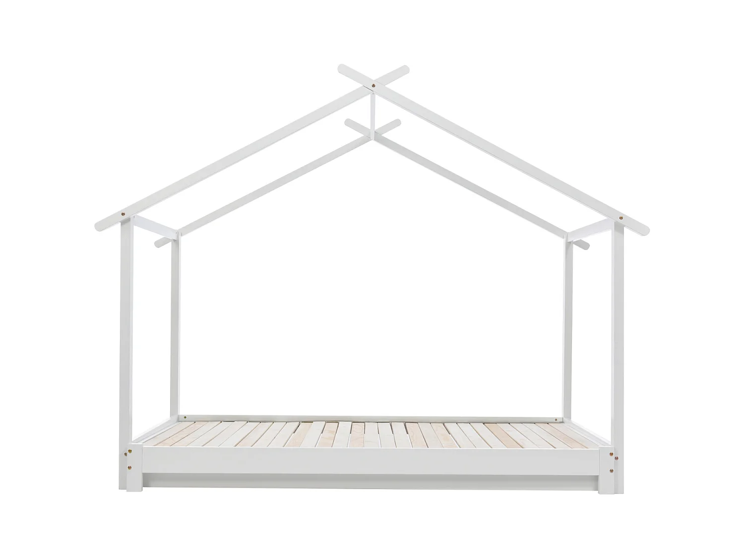 Lit cabane gigogne 90 /180 x 190cm - Lit d'enfant en bois lit simple/double transformable avec sommier à lattes blanc