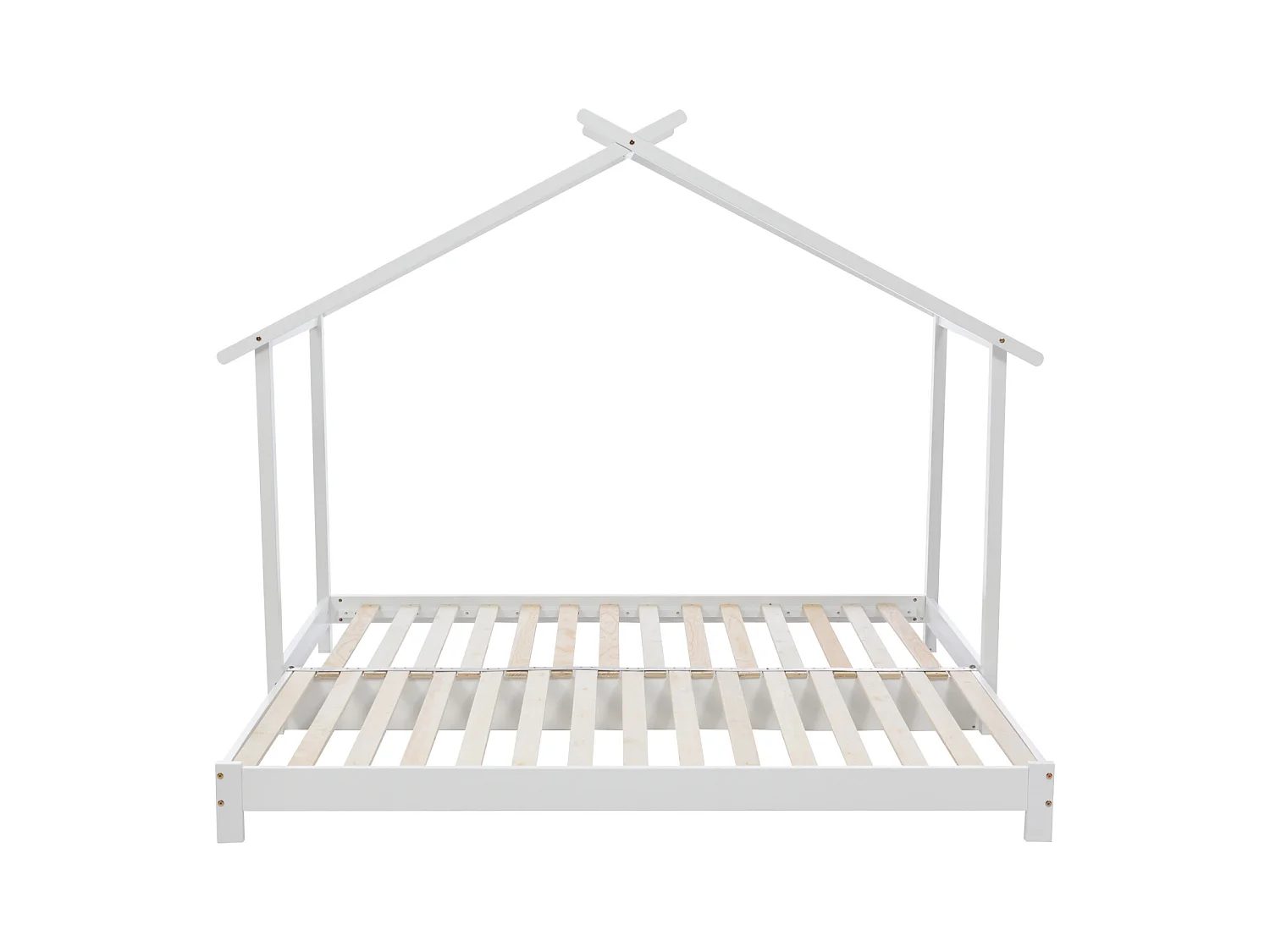 Lit cabane gigogne 90 /180 x 190cm - Lit d'enfant en bois lit simple/double transformable avec sommier à lattes blanc