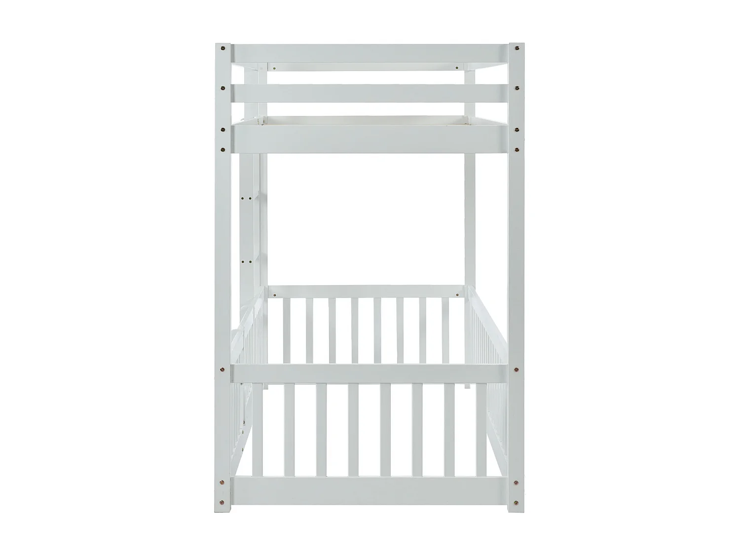 Lit superposé 90x200cm - lit enfant avec escalier et petites portes, protection contre les chutes et barrières en bois massif - blanc