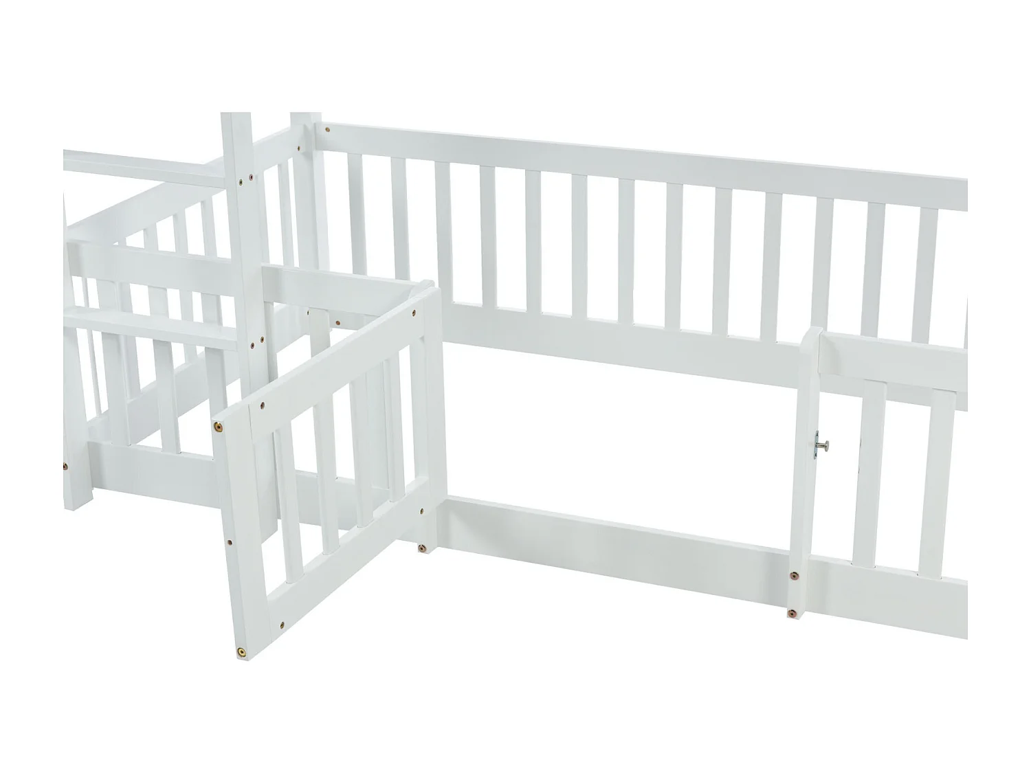 Lit superposé 90x200cm - lit enfant avec escalier et petites portes, protection contre les chutes et barrières en bois massif - blanc