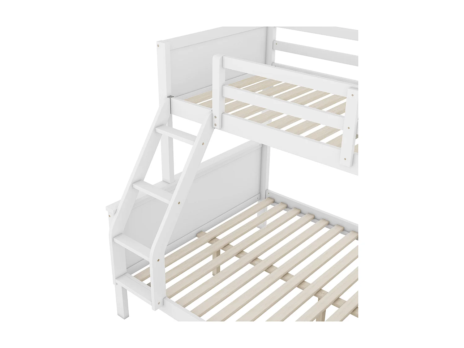 Stapelbed 90x200cm+140x200cm, kinderbed voorzien van tafel, grote opbergruimte, hoge reling, wit