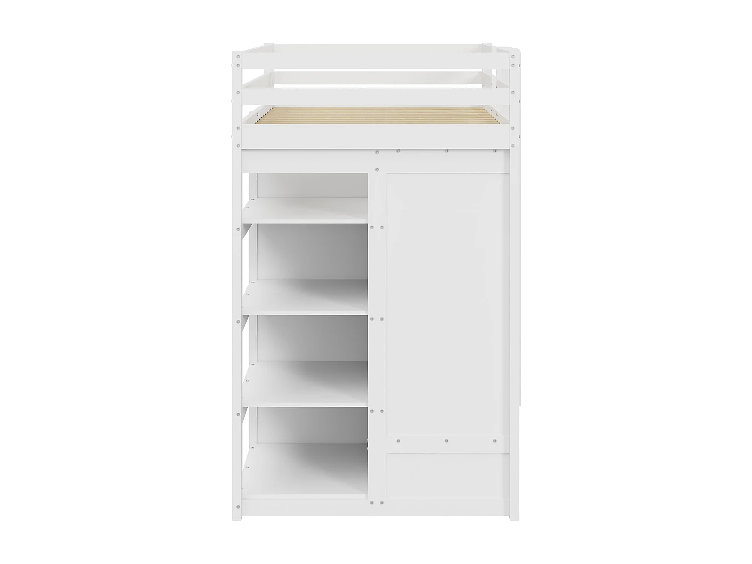 Lit superposé 90x200cm, lit enfant avec lit gigogne 90x190cm, armoire, échelle, tiroirs et compartiment de rangement, blanc