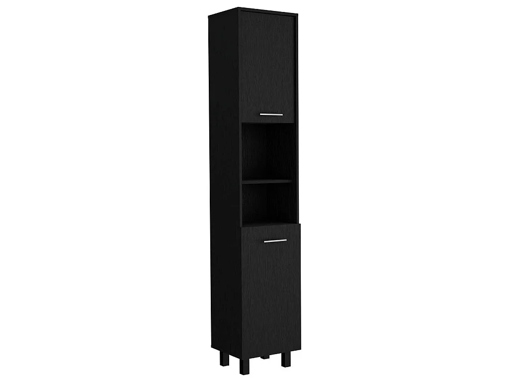 Dispensa da cucina Hobart in melamina con 2 ante e 5 ripiani , 202 X 40 X 34.5 cm , Nero