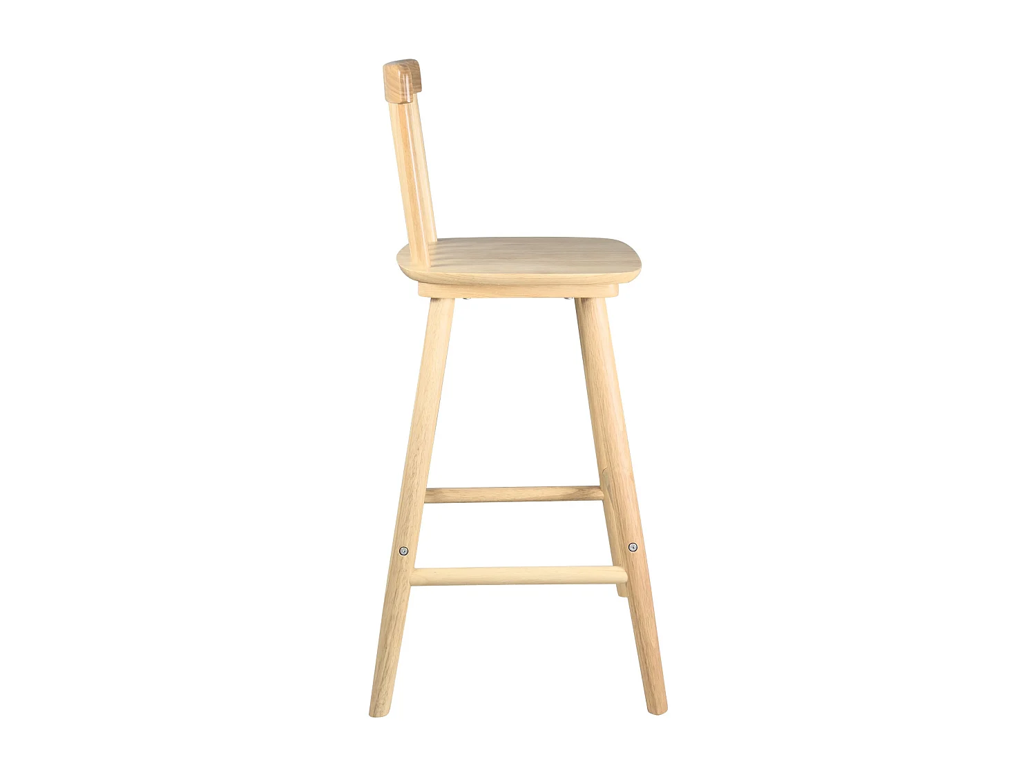 Lot de 2 chaises bar rétro vintage bois massif dossier à barreaux hauteur 66cm  ATIA (bois clair)