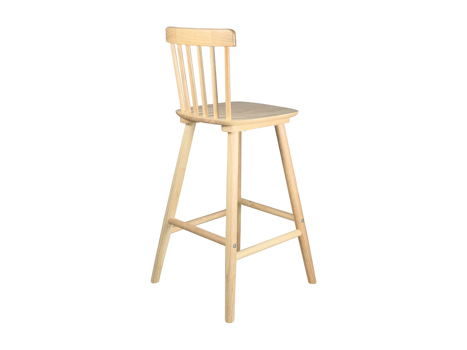 Lot de 2 chaises bar rétro vintage bois massif dossier à barreaux hauteur 66cm  ATIA (bois clair)