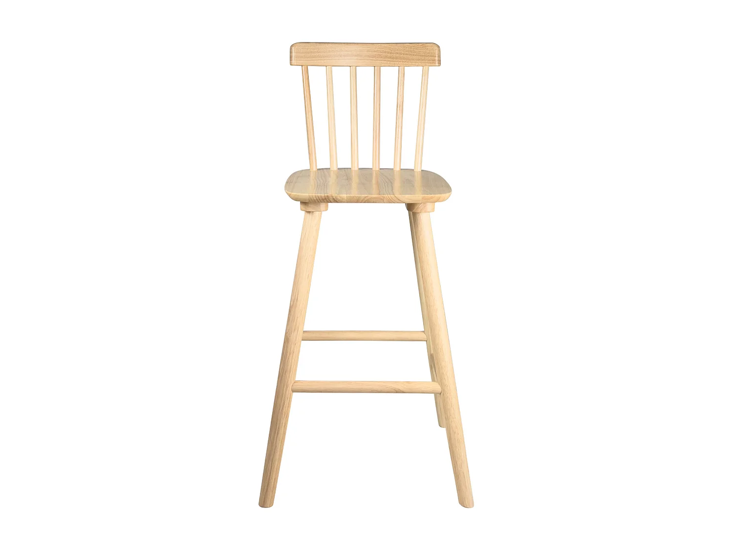 Lot de 2 chaises bar rétro vintage bois massif dossier à barreaux hauteur 66cm  ATIA (bois clair)