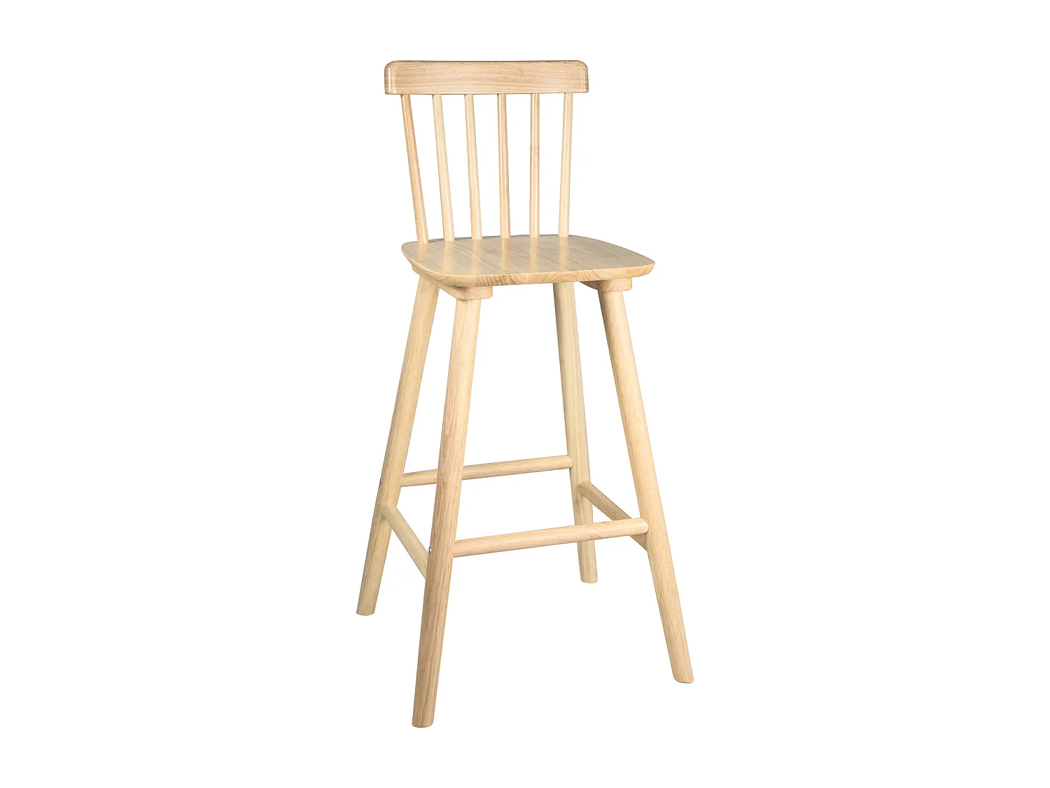 Lot de 2 chaises bar rétro vintage bois massif dossier à barreaux hauteur 66cm  ATIA (bois clair)