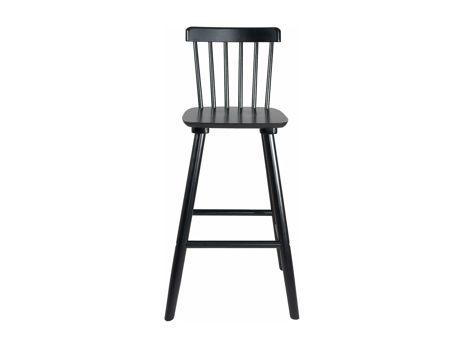 Lot de 2 chaises bar rétro vintage bois massif dossier à barreaux hauteur 66cm ATIA (noir)