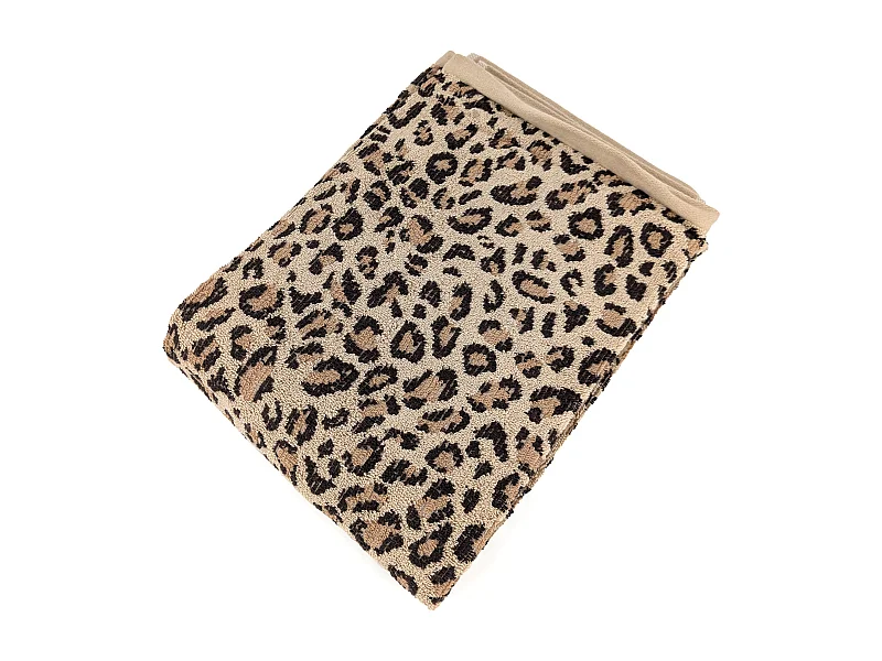 Drap de bain 100x150 cm pur coton collection LEOPARD beige léopard