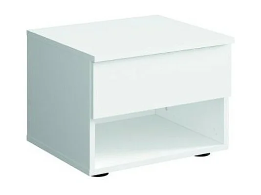 Ensemble chambre NOFI - Lit 140x200 cm avec sommier, 2 tiroirs, chevets, armoire et commode - blanc