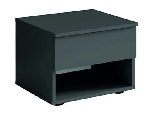 Ensemble chambre NOFI - Lit 180x200 cm avec sommier, 2 tiroirs, chevets, armoire et commode - gris graphite