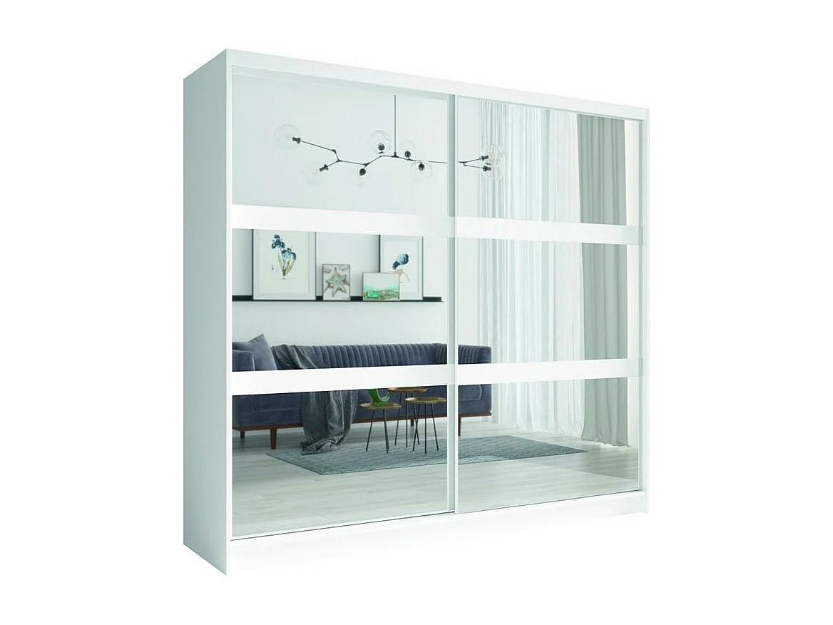 NOFI slaapkamerset - Bed 180x200 cm met lattenbodem, 2 lades, nachtkastjes, kledingkast en dressoir - wit