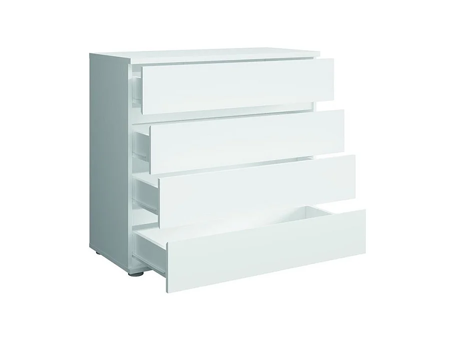 NOFI slaapkamerset - Bed 180x200 cm met lattenbodem, 2 lades, nachtkastjes, kledingkast en dressoir - wit