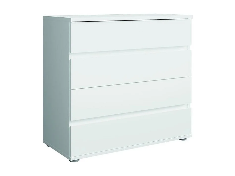 Schlafzimmer-Set NOFI - Bett 160x200 cm mit Lattenrost, 2 Schubladen, Nachttische, Kleiderschrank und Kommode - weiß