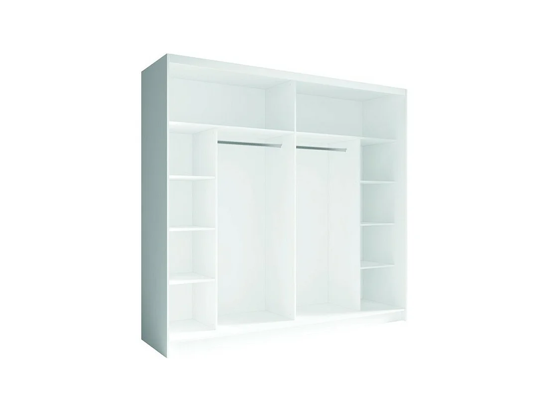 Ensemble chambre NOFI - Lit 160x200 cm avec sommier, 2 tiroirs, chevets, armoire et commode - blanc